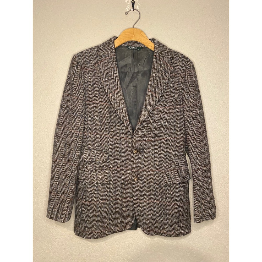 Polo Ralph Lauren Herringbone Blazer Sport Coat Equestrian Wool Brown size 20
